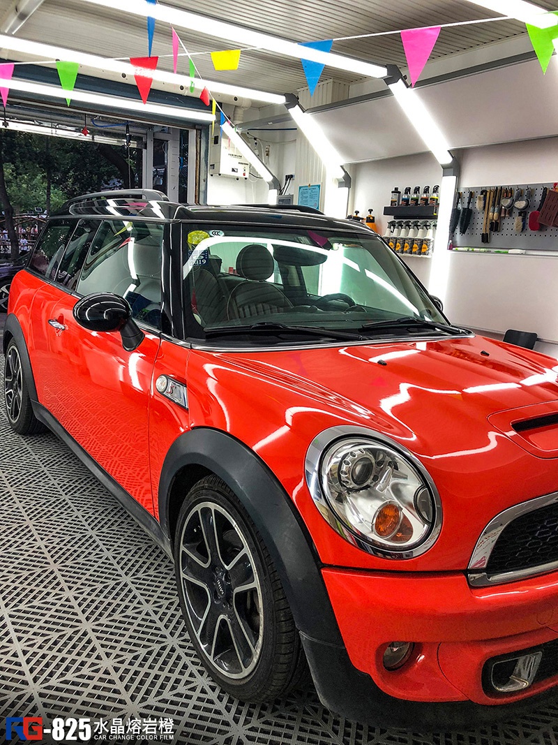 宝马mini车身改色水晶熔岩橙 rg瑞集改色膜河北石家庄加盟店出品