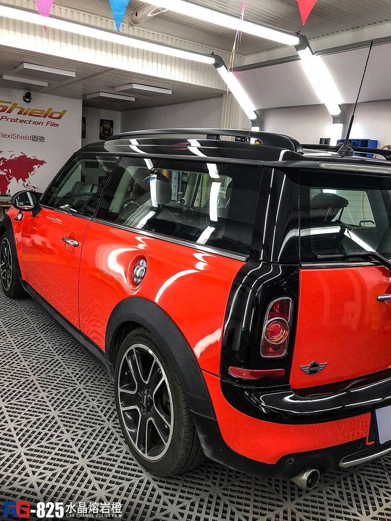 宝马mini车身改色水晶熔岩橙 rg瑞集改色膜河北石家庄加盟店出品