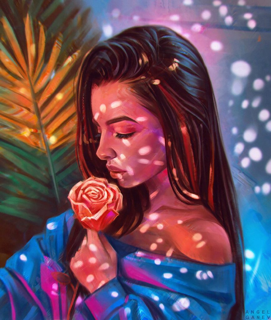 英国的插画师唯美迷幻的光影人物肖像插画欣赏