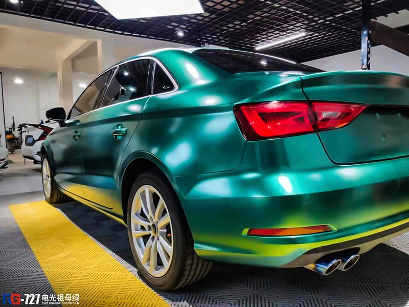 奥迪a3车身改色电光祖母绿 rg瑞集改色膜宁波江北加盟店出品