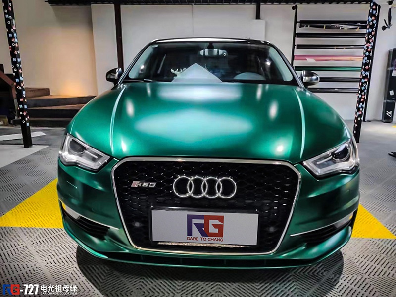 奥迪a3车身改色电光祖母绿 rg瑞集改色膜宁波江北加盟店出品
