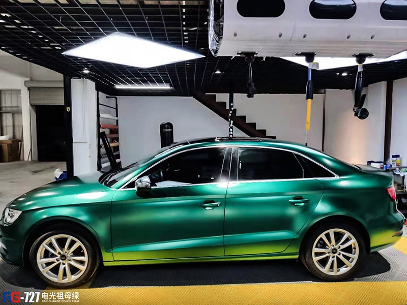 奥迪a3车身改色电光祖母绿 rg瑞集改色膜宁波江北加盟店出品