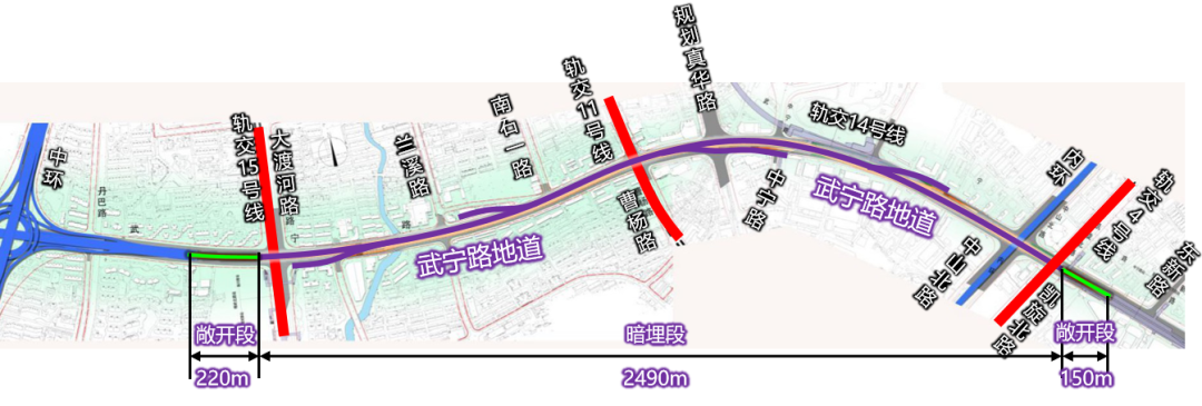 武宁路快速化改建工程是上海市快速路系统规划一横三环 十字九射