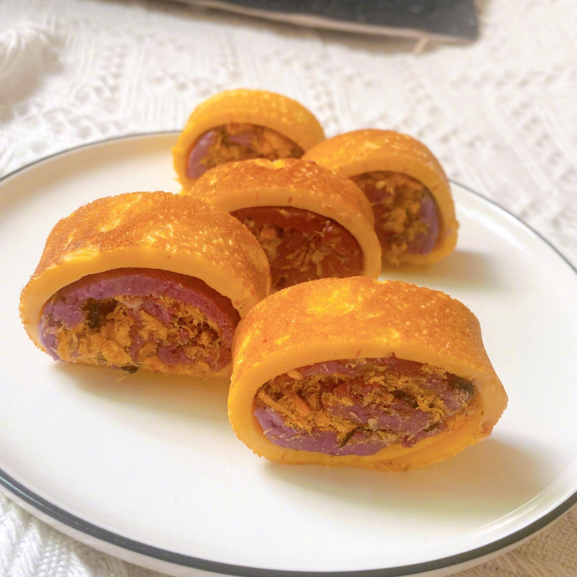 超级无敌好吃的芋泥肉松卷,无敌简单,早餐早点都是不错的选择