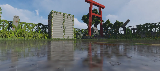 我的世界玩家还原天气之子鸟居打开光影一瞬间美呆了