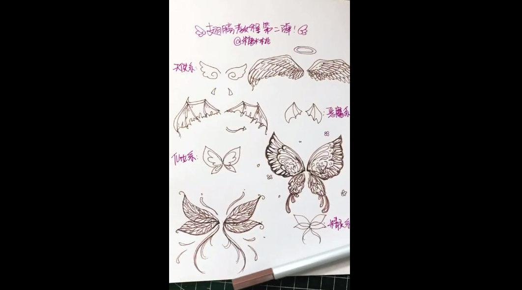 教画几种翅膀!天使 恶魔 仙女 精灵的翅膀