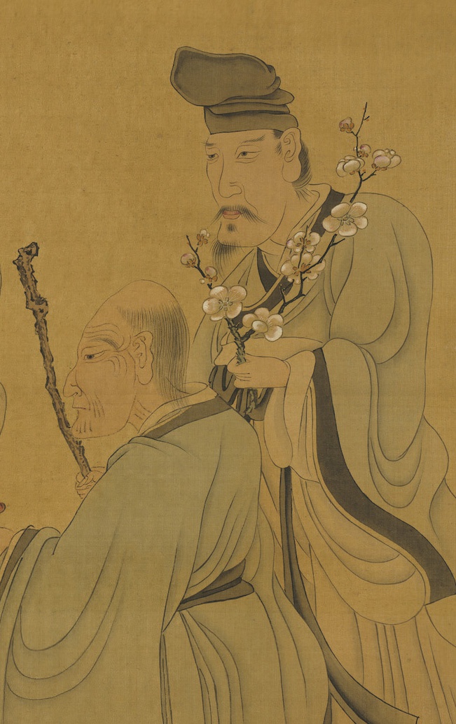 故作赏析:陈洪绶《三星图轴》,手法夸张,却别有谐趣