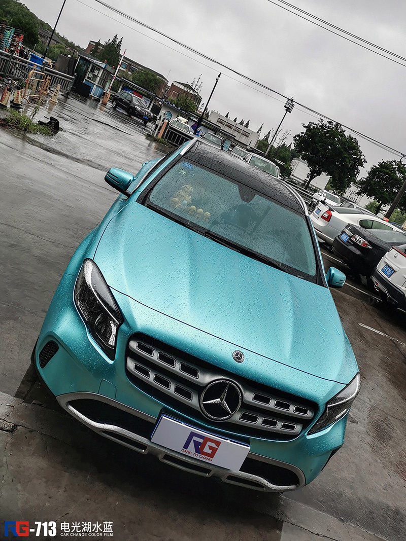 奔驰gla200车身改色电光湖水蓝 rg瑞集改色膜苏州姑苏店出品
