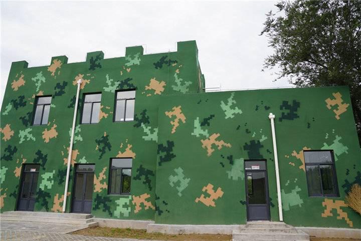 如玉石般翠绿的枣树连绵不断,点缀其间的是一处别具一格的"迷彩墙院"