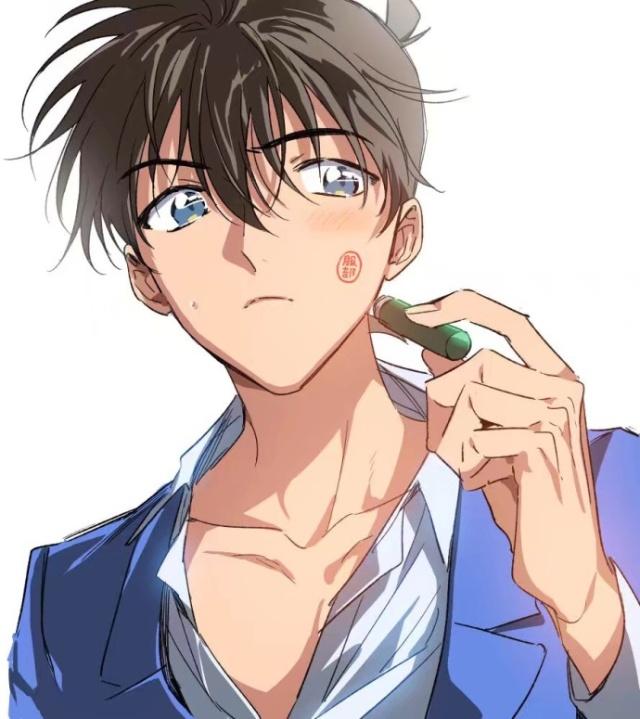 名侦探柯南精美同人图新一你的脸上为什么会有服部的印章