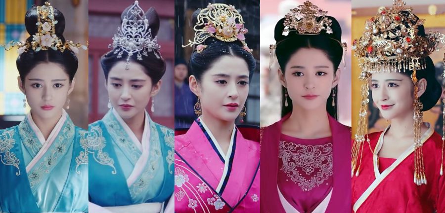 现在的古装女子可着劲地戴发冠,李长乐才5顶,伽罗竟然多达10顶
