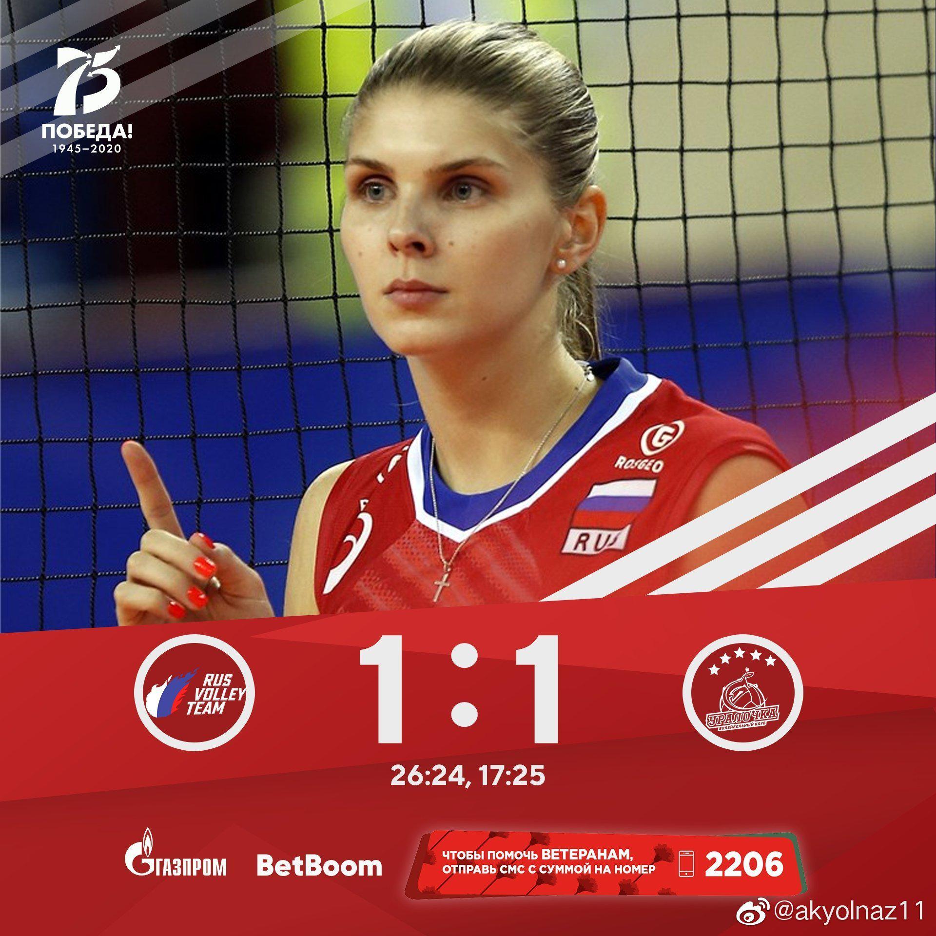 乌拉洛奇卡49%-32%俄罗斯女排国家队玛特维耶娃1分马里金娜1分费