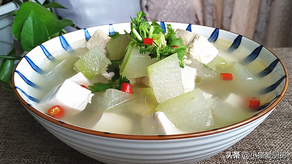 冬瓜豆腐天生是一对,下锅煮成汤喝,成本不到5元钱,好吃还健康