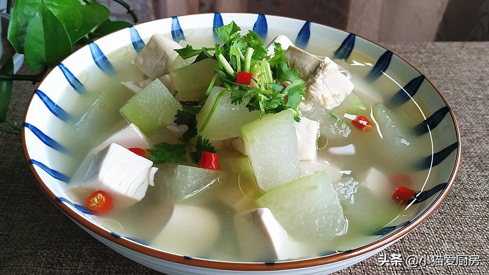 烹饪小贴士——今天做的这道"冬瓜豆腐汤",是一道特别清淡的汤菜