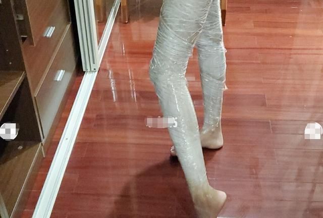 孙怡全身裹保鲜膜宛如木乃伊,小腿比普通人胳膊还细