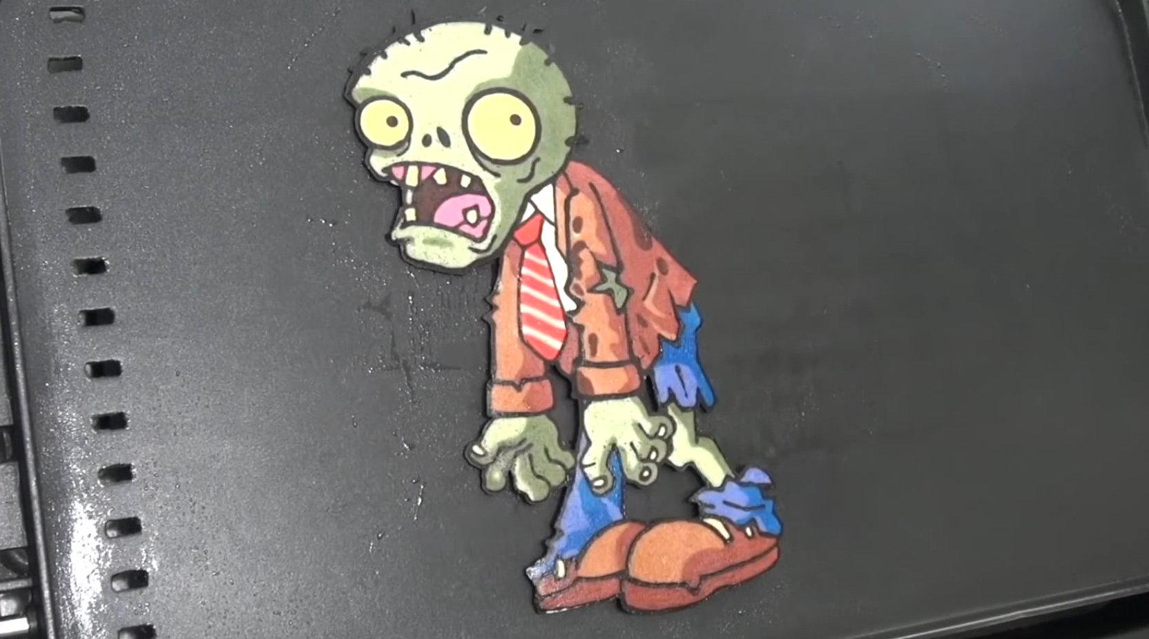 老爸为儿子做创意煎饼,画植物大战僵尸角色,这还舍得吃吗?