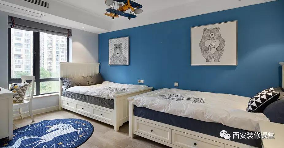 一间房两张床,二胎儿童房布置