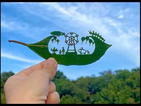 用树叶创造神奇的“魔法”,这样富有创意的叶雕,再多也看不腻|叶雕|利托|树叶_新浪新闻