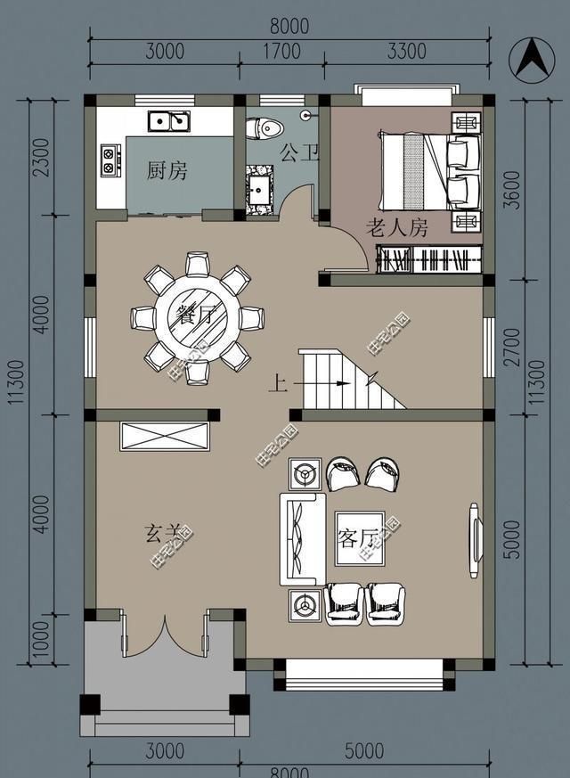 农村宅基地宽8米深12米,如何设计两层的别墅?