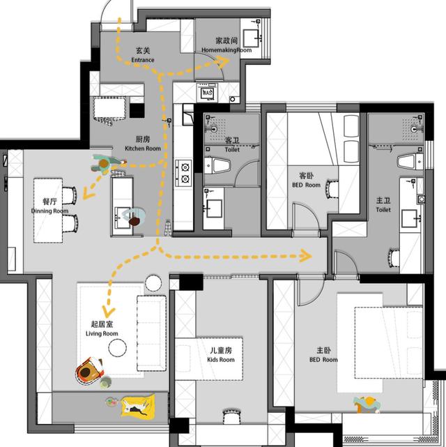 新房动线不好就学她家设计,118㎡,简单改造后,舒适多了!