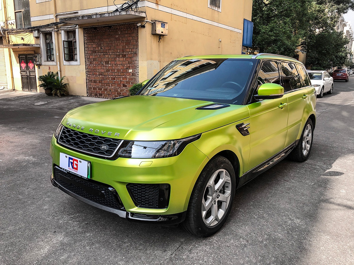 路虎揽胜车身改色电光荧光绿 rg瑞集改色膜浙江永康