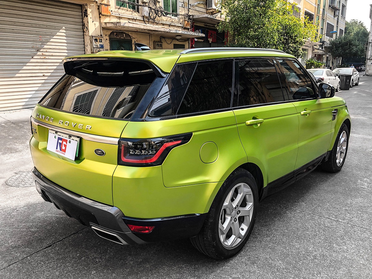 路虎揽胜车身改色电光荧光绿 rg瑞集改色膜浙江永康