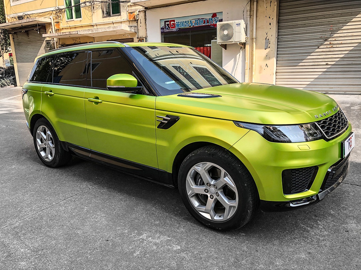 路虎揽胜车身改色电光荧光绿 rg瑞集改色膜浙江永康