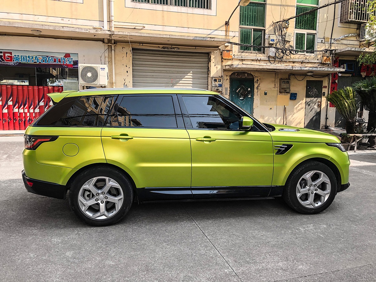 路虎揽胜车身改色电光荧光绿 rg瑞集改色膜浙江永康