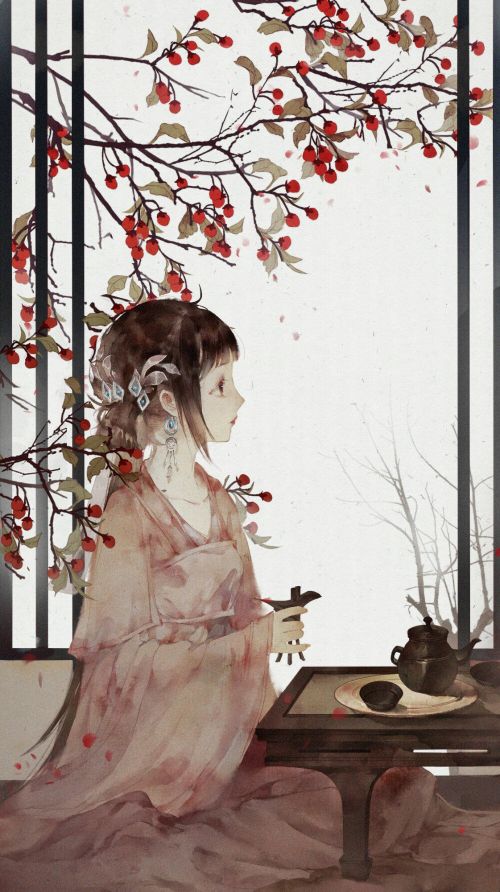 古风插画小美人袅娜少女羞岁月无忧愁