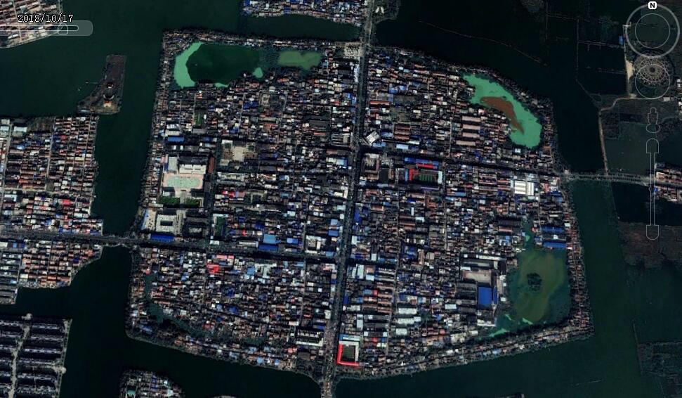 卫星上看河南周口淮阳区坐拥国内最大环城湖城区位于岛屿上
