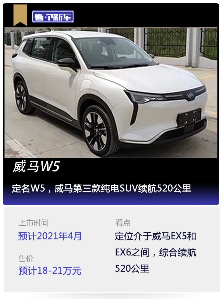 看個新車丨定名w5,威馬第三款純電suv續航520公里