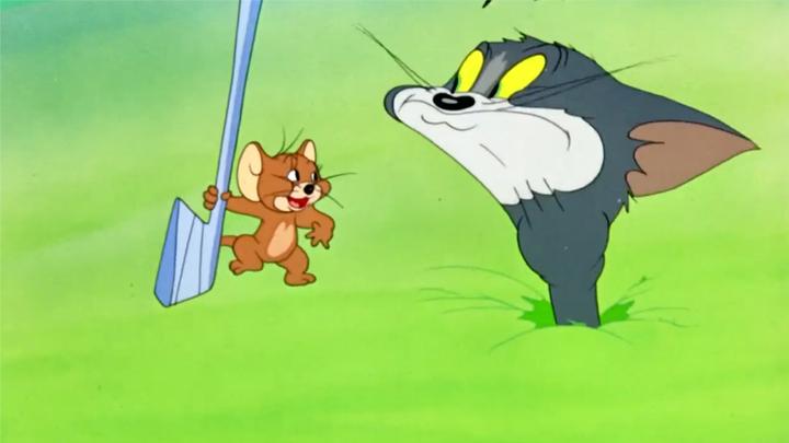 猫和老鼠:汤姆被杰瑞塞进洞里,这下好了,他的嘴被杰瑞当球洞了