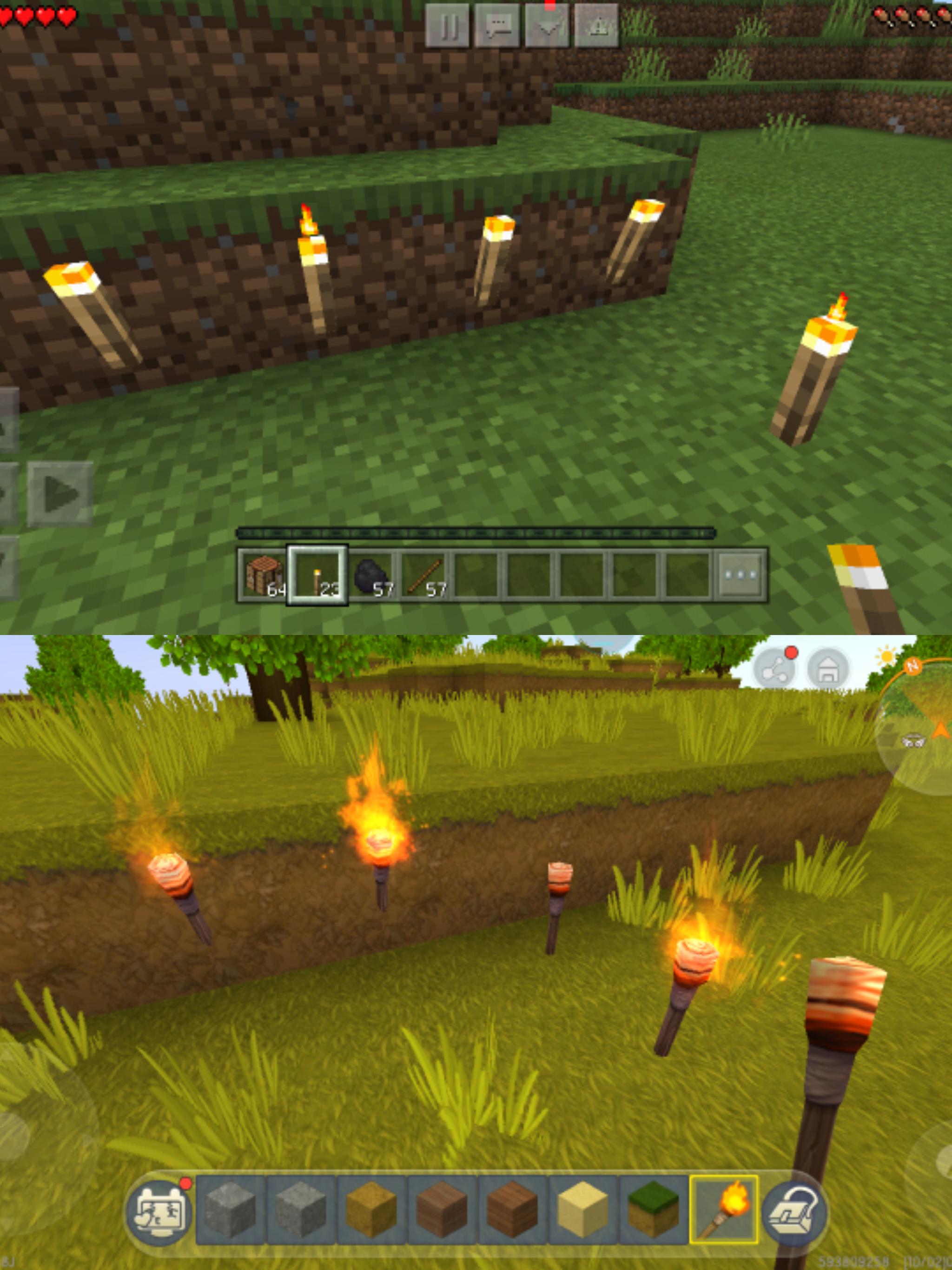 外观不同效果相同我的世界与迷你世界的火把到底谁更好看