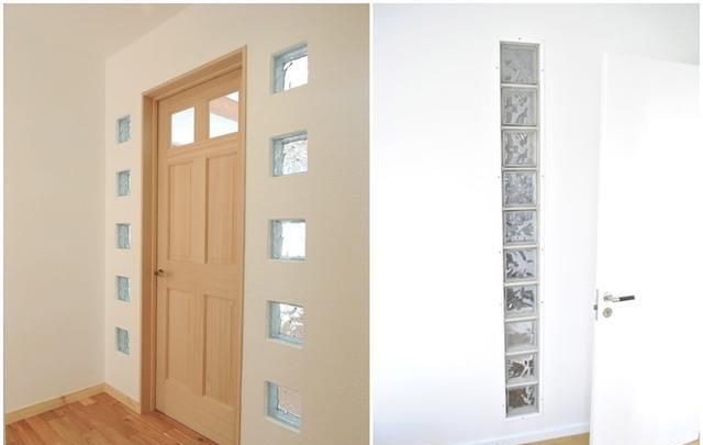 就没必要用太多的玻璃砖,入户门旁装上一列或者局部零散内嵌3,4个都挺