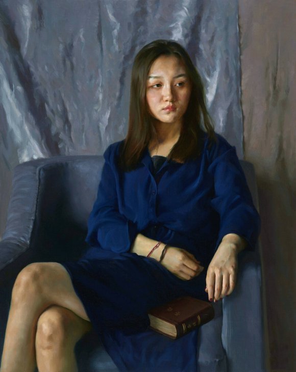 年轻艺术家赵东方油画中的漂亮女孩