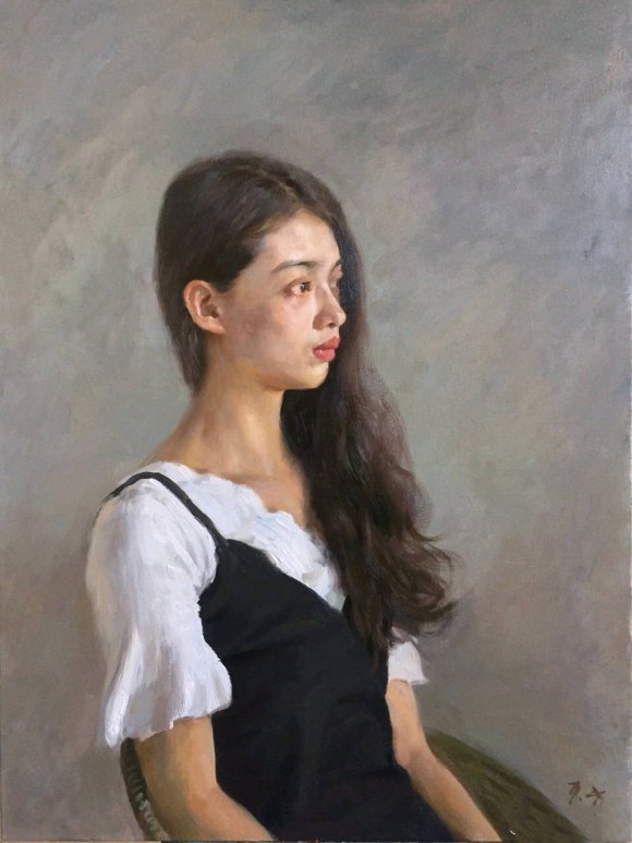 年轻艺术家赵东方油画中的漂亮女孩