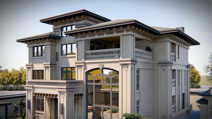 农村三层大宅别墅设计,卧室均为套房带电梯!真正的豪宅典范!