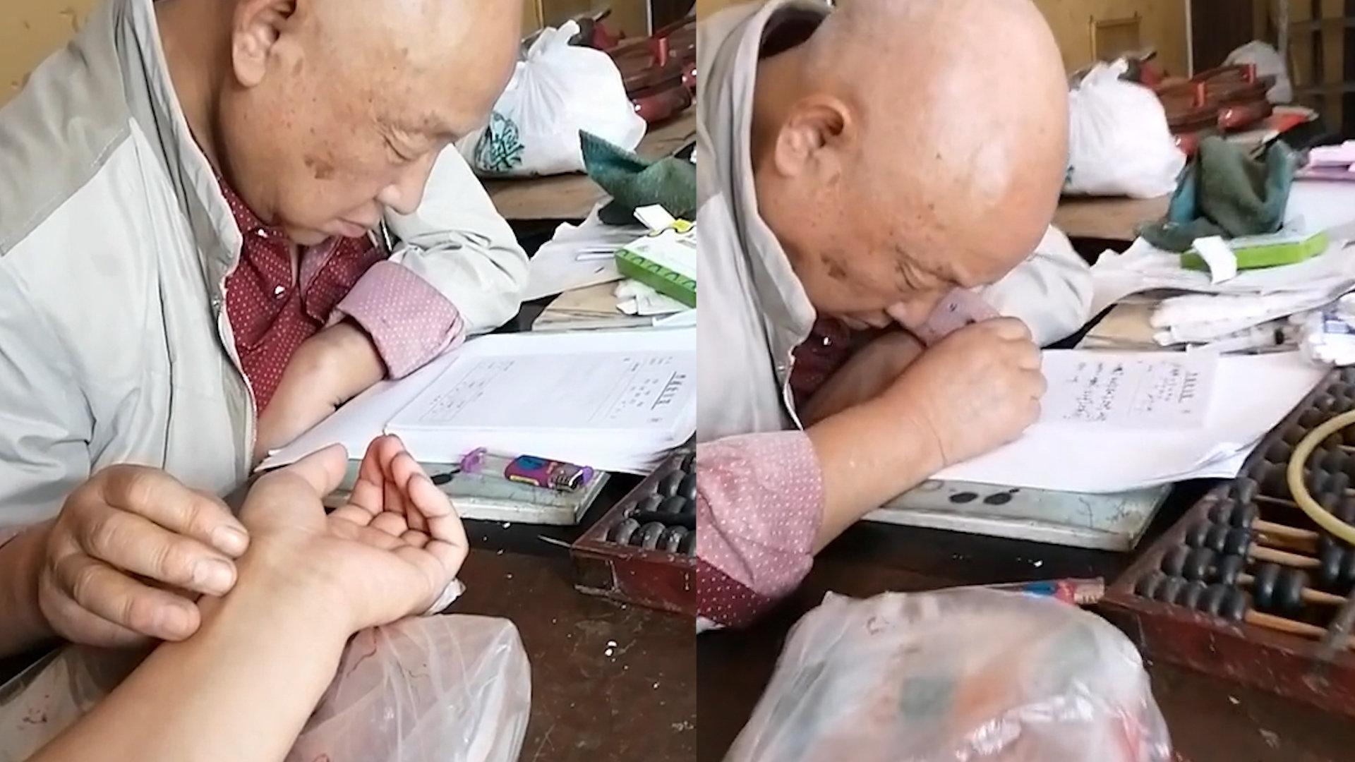 男子远赴他乡看病,七旬老中医把脉开方子全程打瞌睡,画面太心疼