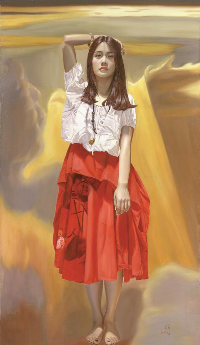 青年艺术家余蒙油画中的女孩典雅而美丽