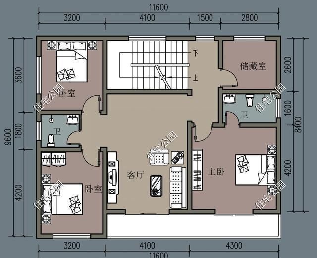 农村宅基地宽13米,进深10米,怎么设计二层半别墅?