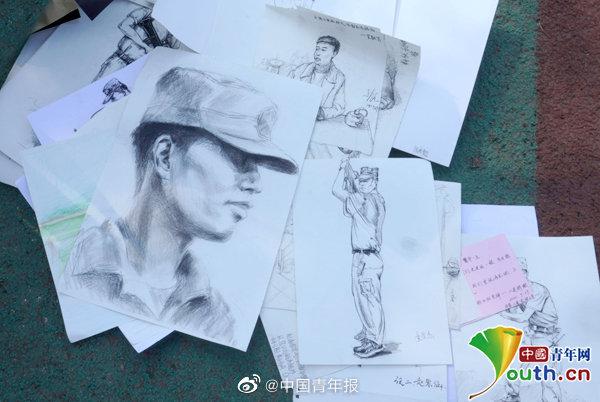 安庆师范大学军训结束，新生送教官140余幅画像休闲区蓝鸢梦想 - Www.slyday.coM