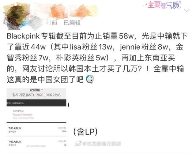blackpink新专辑首日破59万张光中输就44万被指中国营销女团