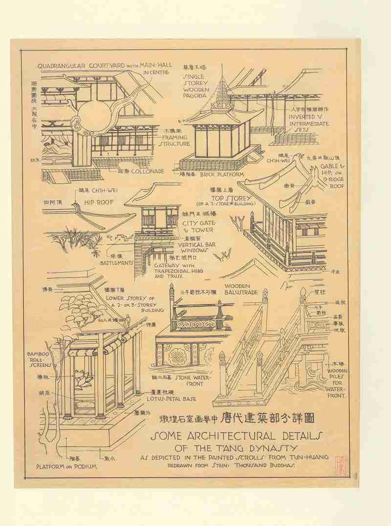 梁思成的古建筑手绘稿当时没有cad但精美程度却令人叹为观止