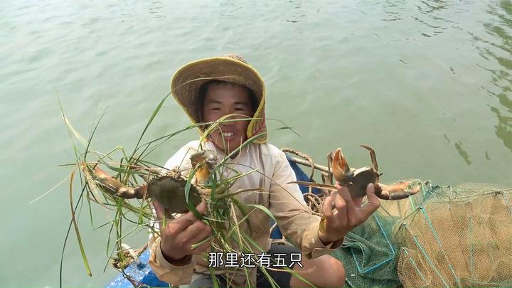 小池把昨天下的地笼收上来,大青蟹都抓七八只,看着都开心