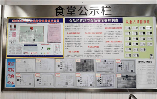 安全监管信息公示牌截至9月底,全市各级市场监管部门共检查学校食堂