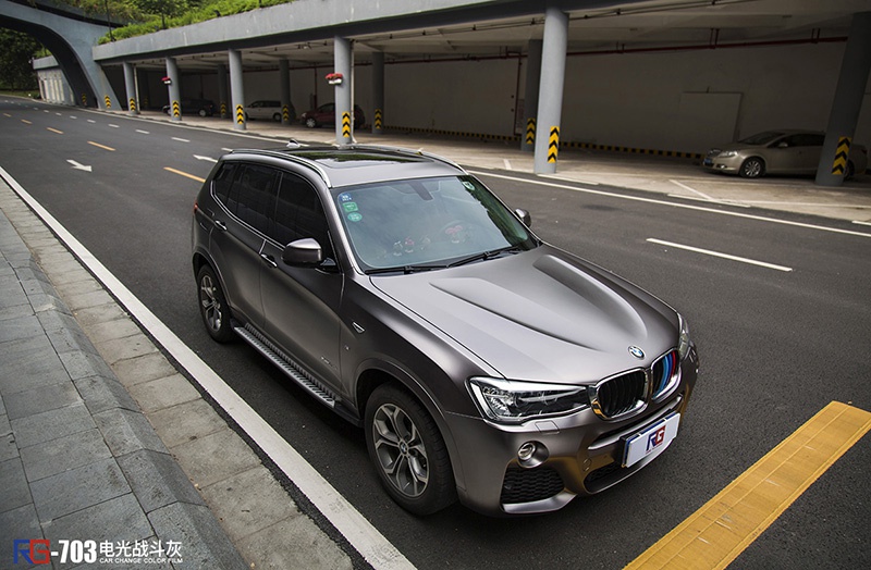 宝马x3车身改色电光战斗灰 rg瑞集改色膜广州总店出品