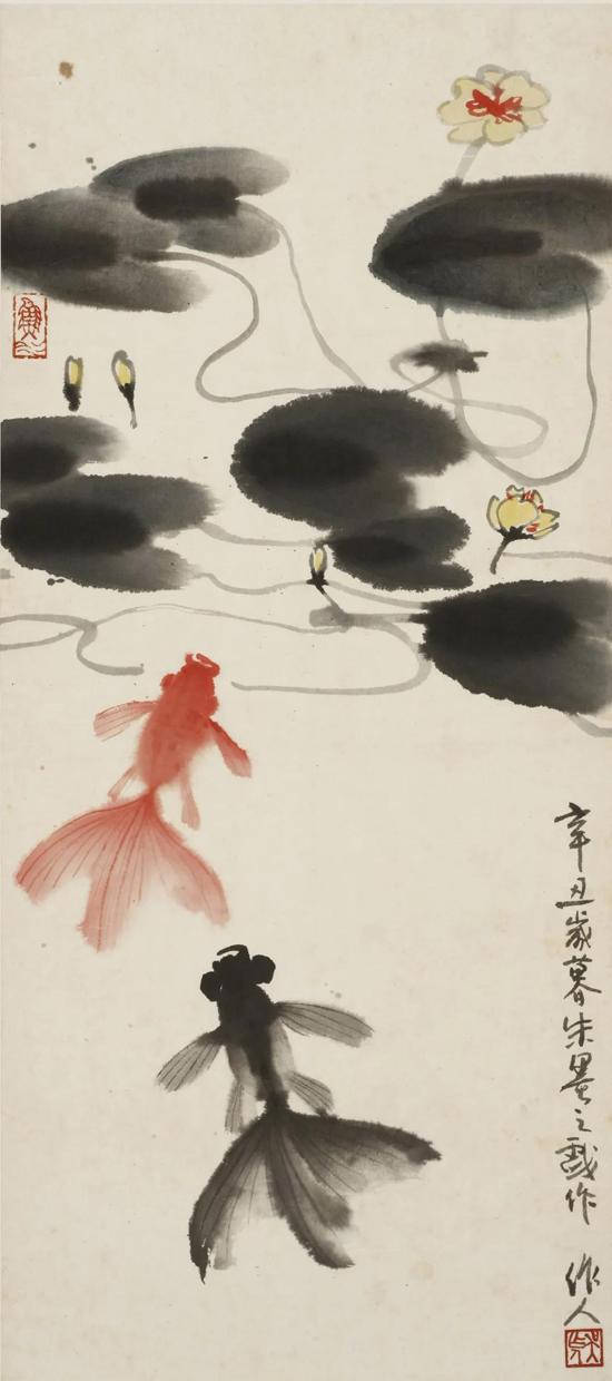 看吴作人的金鱼如何"游"戏笔墨|吴作人|国画_新浪新闻