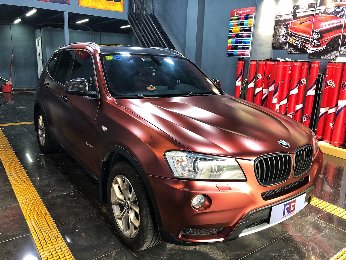 宝马x3车身改色电光酒红 rg瑞集改色膜佛山禅城-新浪汽车
