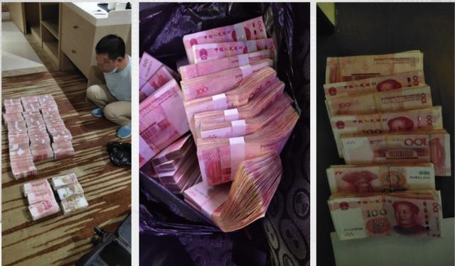 警方扣押的部分现金地下钱庄犯罪嫌疑人转移资金时使用的点钞机警方