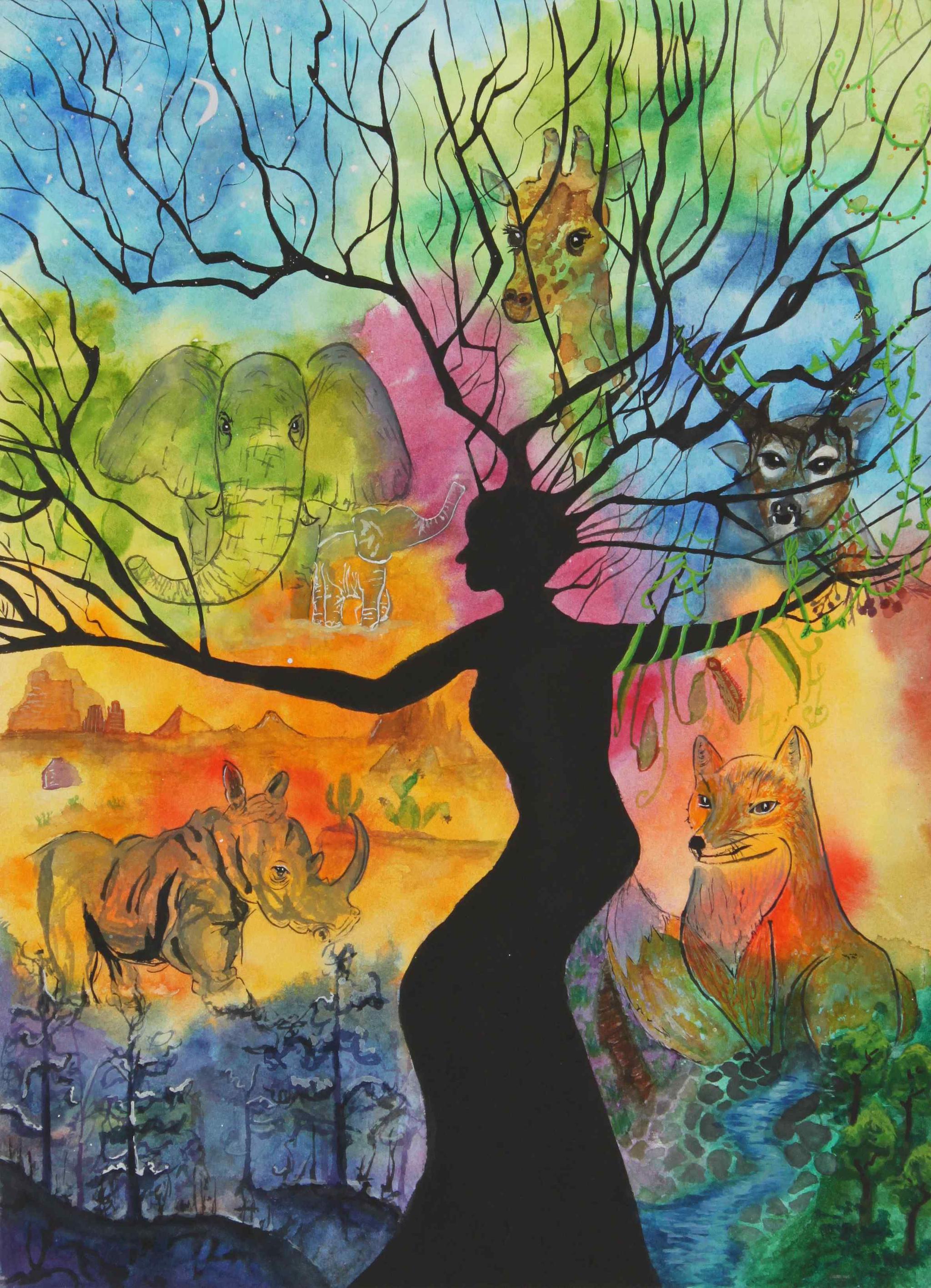 《harmony in biosphere》.作者:张可颖,14岁,马来西亚 .